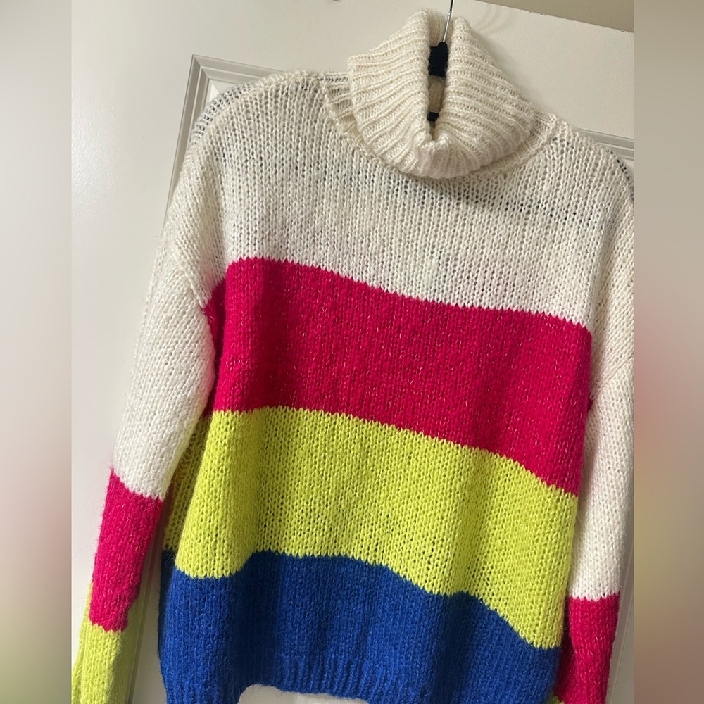 NWT Colorful Striped Women's Turtleneck style Sweater - Picture 4 of 5
